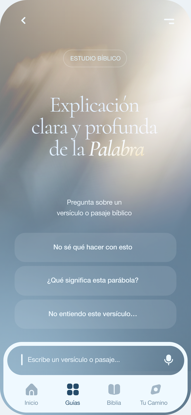 Pantalla de Estudio Bíblico en ORHA